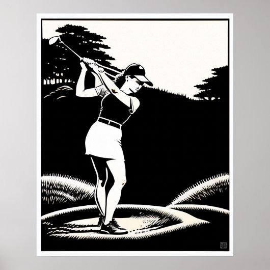 Großer Golfer Holzblock Druck Poster (Vorne)