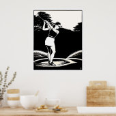 Großer Golfer Holzblock Druck Poster (Küche)