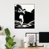 Großer Golfer Holzblock Druck Poster (Heimbüro)