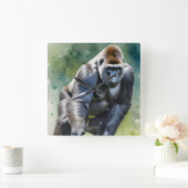 Grosser Gorilla in der Wildnis Quadratische Wanduhr (Zuhause)