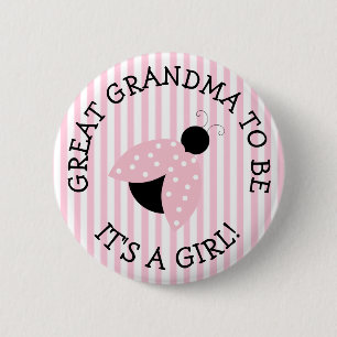 Großer GrandmaPink Ladybug Babydusche Button
