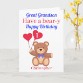 Großer Grandson 1. Bär y Geburtstag Karte (Gelbe Blume)