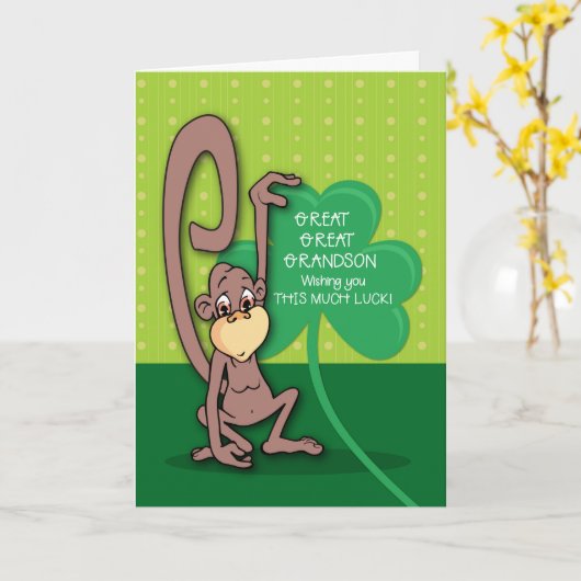 Großer Grandson, St. Patrick's Day Monkey Karte (Gelbe Blume)