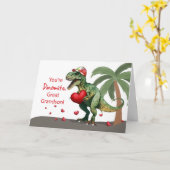 Großer Grandson Valentine Dinosaurerhut und Herz Karte (Gelbe Blume)