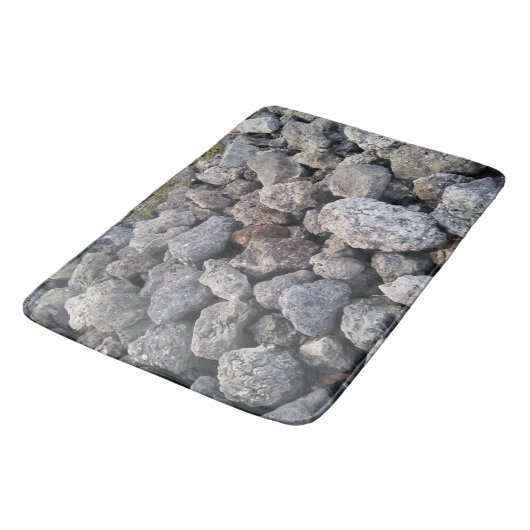 Großer grauer Felsen-Bild-Entwurfs-Spaß Badematte (Schrägansicht)