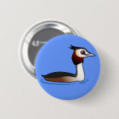 Großer Grebe mit Haube Button (Vorne & Hinten)