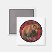 Großer Grizzlybär Buffalo Kariert Magnet (Vorderseite/Rückseite)