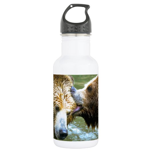 Großer Grizzlybär-Kuss Trinkflasche (Vorderseite)