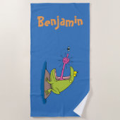 Großer grüner Frosch fängt Fliegenfliege Cartoon Strandtuch (Vorderseite)