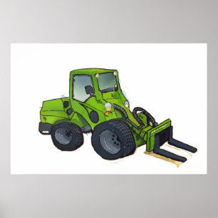Großer grüner Telehandler-Gabelstapler Poster