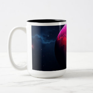 Großer Helle Rosa Planet Zweifarbige Tasse