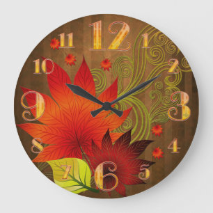 Großer Herbst verlässt Wand-Uhr Große Wanduhr