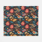 Großer Herbstblumen-Print Digitaler Folklore-Kunst Fleecedecke (Vorderseite (Horizontal))