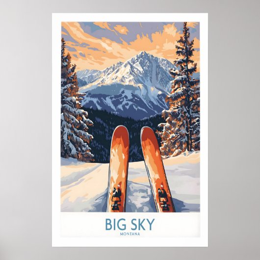 Großer Himmel Kunstprint - Skifahren Poster 1 (Vorne)