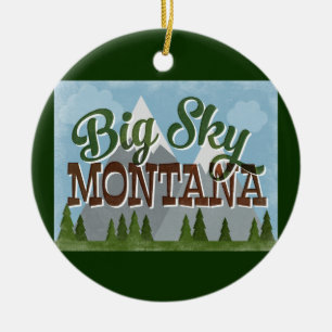 Großer Himmel-Montana-SpaßRetro Snowy-Berge Keramik Ornament
