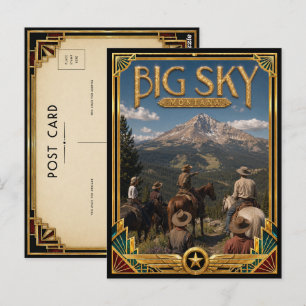Großer Himmel Montana Vintage Art Deco Goldenes Ze Postkarte