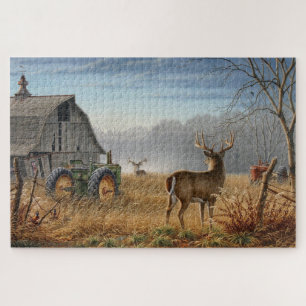 Großer Hirschbock Zusammenstoß auf dem Bauernhof Puzzle
