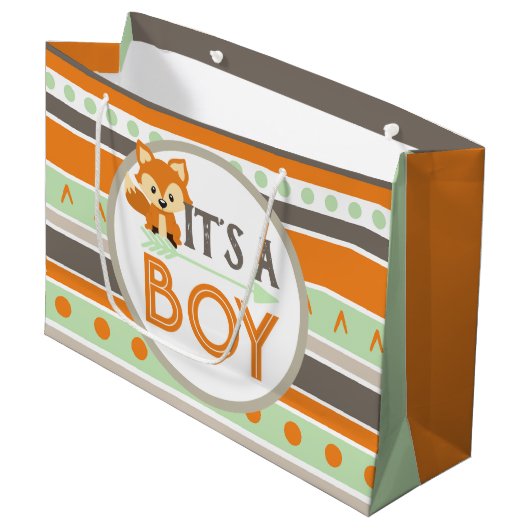 Grosser Holzfuchs Es ist ein Baby-Duschgeschenk-Be Große Geschenktüte (Vorderseite Schrägansicht)
