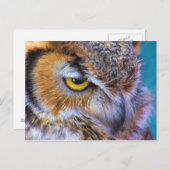 Großer Horned Owl Bird Goldenes Auge Postkarte (Vorne/Hinten)