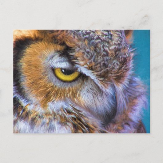 Großer Horned Owl Bird Goldenes Auge Postkarte (Vorderseite)