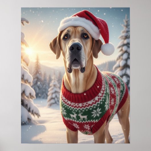 Großer Hund in gemütlichem Pullover in einer schne Poster (Vorne)