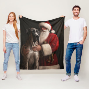 Großer Hund mit Weihnachtsmann Festive Weihnachten Fleecedecke