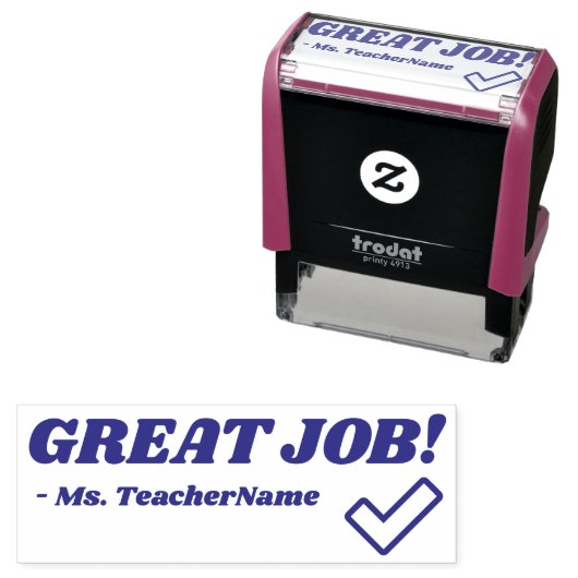 "GROSSER JOB!" + Name des Lehrers Rubber-Briefmark Permastempel (Beispiel)