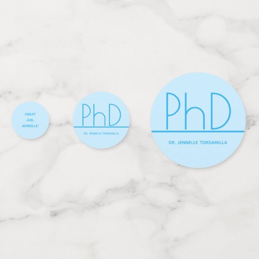 Großer Jobname Light Blue PhD Abschluss Konfetti (Vorderseiten)