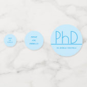 Großer Jobname Light Blue PhD Abschluss Konfetti (Rückseiten)