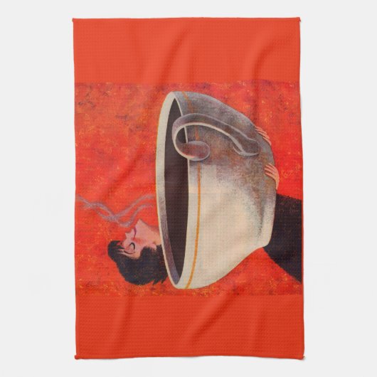 großer Kaffeetrinkdruck Geschirrtuch (Vertikal)