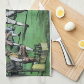 Großer Kampf um die Meisterschaft, Vintages Boxen Geschirrtuch (Viertel Falte)