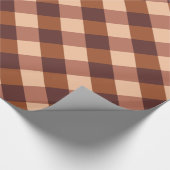 Grosser Karo in Buffalo, Kakaobraun und Krabbenros Geschenkpapier (Ecke)