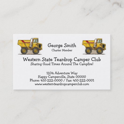 Großer Kipper Visitenkarte (Vorderseite)