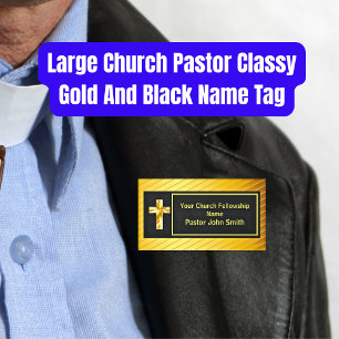 Großer Kirchenpastor Klassiges Gold und Schwarz Namenschild
