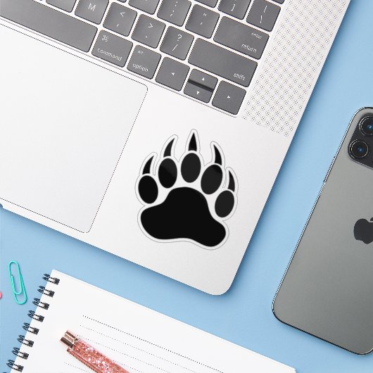 Großer klassischer Bärenkranz Aufkleber (Laptop mit iPhone)