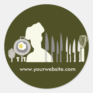 Großer Koch, der Set kocht Runder Aufkleber