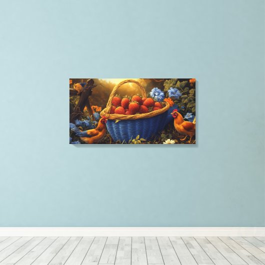 Grosser Korb mit Erdbeeren Leinwanddruck (Insitu (Holzboden))