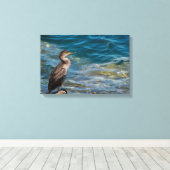 Großer Kormoran auf den Felsen Leinwanddruck (Insitu (Holzboden))