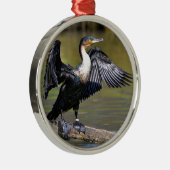 Großer Kormoran mit geöffneten Flügeln Silbernes Ornament (Rechts)