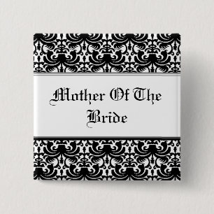 Großer, kühner Damast (Schwarz) (Hochzeit) Button