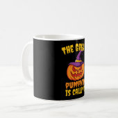 Großer Kürbis ruft, lustiger Halloween Kaffeetasse (Vorderseite Links)
