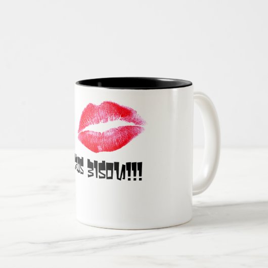 Großer Kuss! Zweifarbige Tasse (VorderseiteRechts)