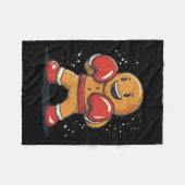 Großer Lebkuchenmann mit Boxhandschuh Fleecedecke (Vorderseite (Horizontal))