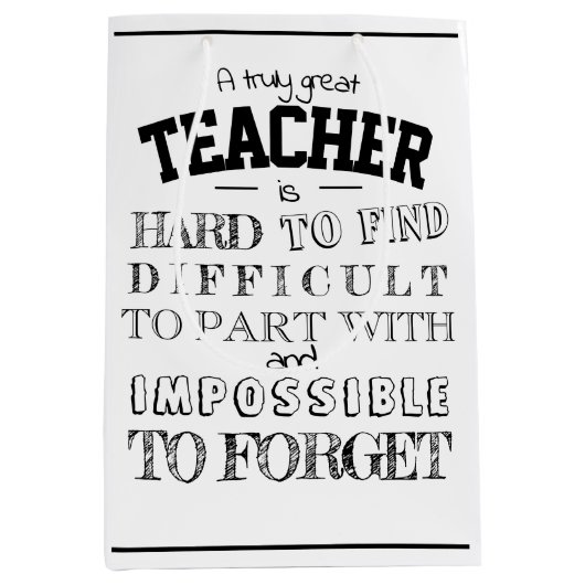 Großer Lehrer Vielen Dank Dankeschön Geschenk weiß Mittlere Geschenktüte (Vorderseite)