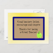 Großer Lehrer Vielen Dank Postkarte (Vorne/Hinten)