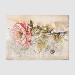 Großer leicht abstrakter Vintage-Stil rosa Pfingst Seidenpapier
