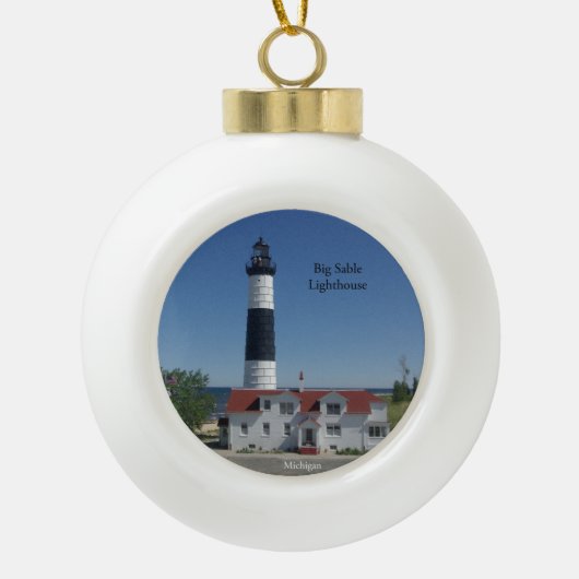 Großer Leuchtturm Keramik Kugel-Ornament (Vorderseite)
