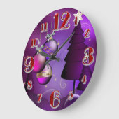 Großer lila Weihnachtsflitter-Baum Große Wanduhr (Winkel)