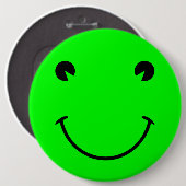 Großer limgrüner Frosch-Lächeln Button (Vorne & Hinten)