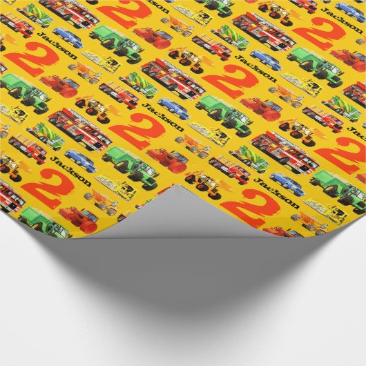 Großer LKW-2. Geburtstag Geschenkpapier (Ecke)